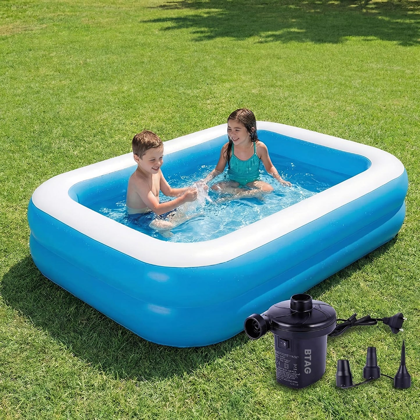 Bimla Traders Premium Inflatable Family Swimming Pool for Kids & Adults | Extra-Large 7 Feet 3-Layer Striped Bath Tub Without Pump, 82x59x23 Inch for Home & Outdoor Use