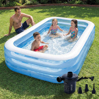 Bimla Traders Premium Inflatable Family Swimming Pool for Kids & Adults | Extra-Large 7 Feet 3-Layer Striped Bath Tub Without Pump, 82x59x23 Inch for Home & Outdoor Use