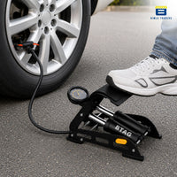 Btag Professional Foot Operated Air Pump | High-Pressure Manual Tyre Inflator with Gauge for Car, Bike & Cycle
