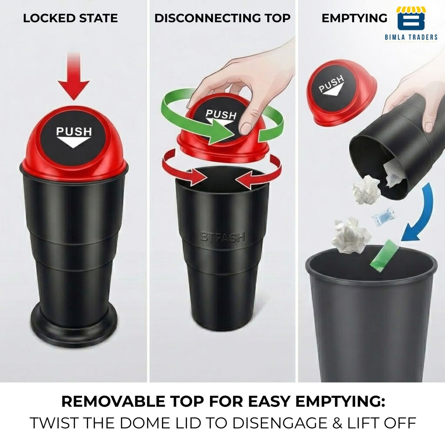 Bimla Traders Portable Mini Trash Bin for Car, Office, Home & Travel | Compact Garbage Organizer for Vehicle, Desk, Table & Kitchen | Car Accessories