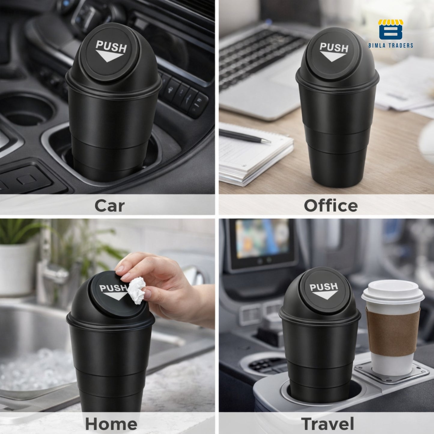 Bimla Traders Portable Mini Trash Bin for Car, Office, Home & Travel | Compact Garbage Organizer for Vehicle, Desk, Table & Kitchen | Car Accessories