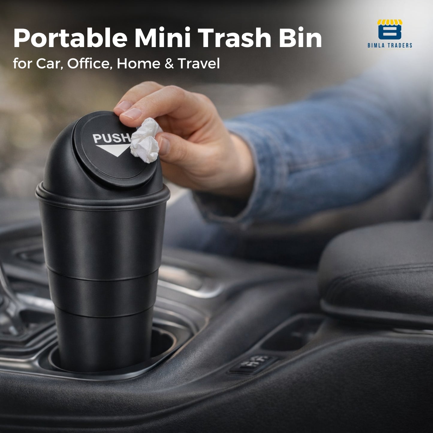 Bimla Traders Portable Mini Trash Bin for Car, Office, Home & Travel | Compact Garbage Organizer for Vehicle, Desk, Table & Kitchen | Car Accessories