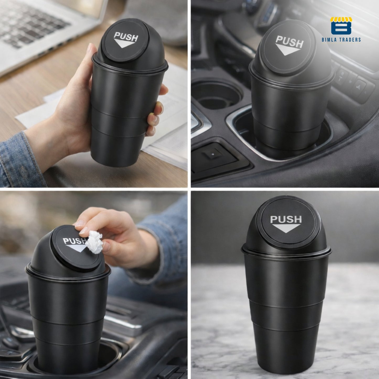 Bimla Traders Portable Mini Trash Bin for Car, Office, Home & Travel | Compact Garbage Organizer for Vehicle, Desk, Table & Kitchen | Car Accessories