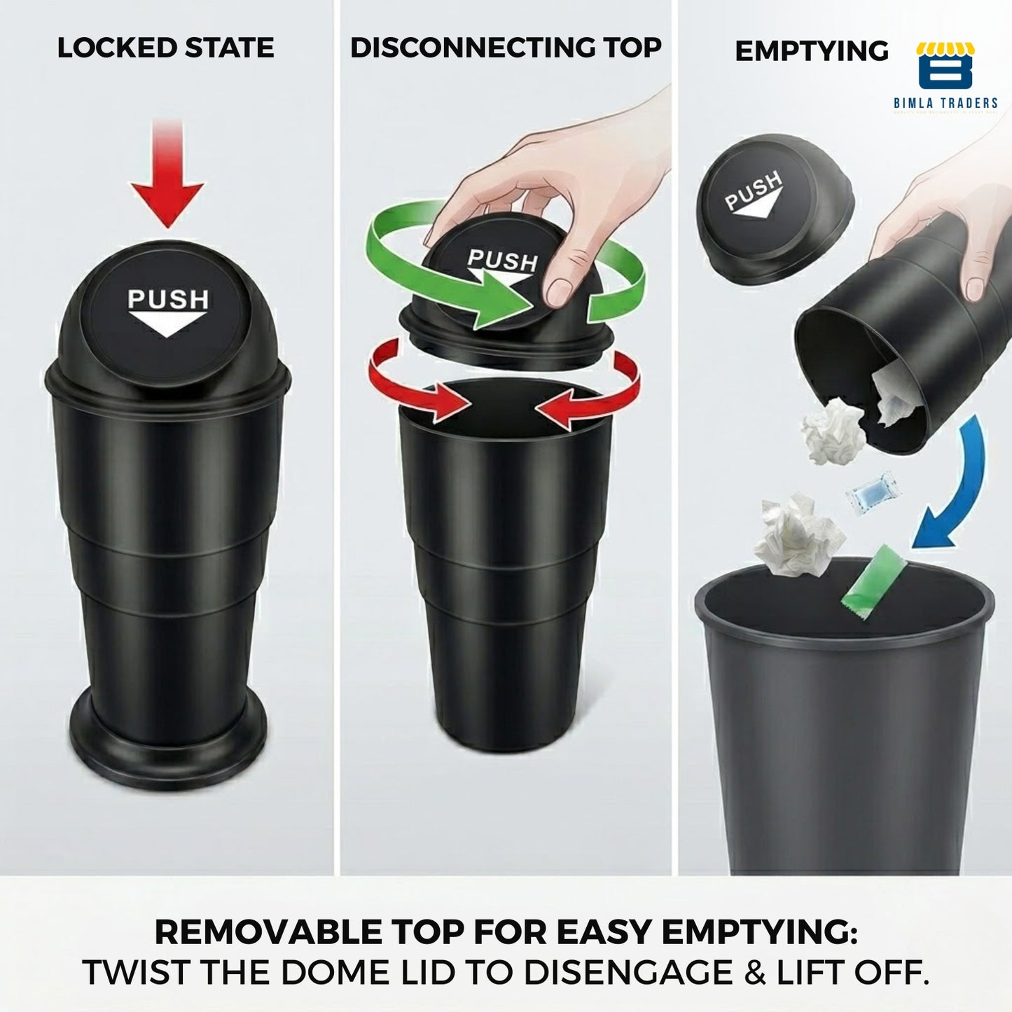 Bimla Traders Portable Mini Trash Bin for Car, Office, Home & Travel | Compact Garbage Organizer for Vehicle, Desk, Table & Kitchen | Car Accessories