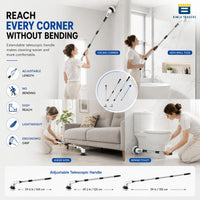 Bimla Traders Electric Spin Scrubber for Home Cleaning | 9 Replaceable Brush Heads | Adjustable Length & Dual Speed | Cordless Cleaning Brush.