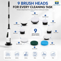 Bimla Traders Electric Spin Scrubber for Home Cleaning | 9 Replaceable Brush Heads | Adjustable Length & Dual Speed | Cordless Cleaning Brush.