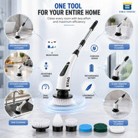 Bimla Traders Electric Spin Scrubber for Home Cleaning | 9 Replaceable Brush Heads | Adjustable Length & Dual Speed | Cordless Cleaning Brush.