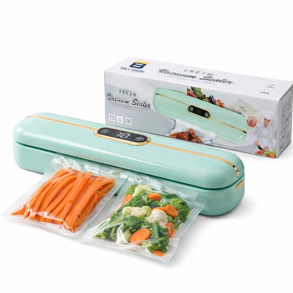 Bimla Traders Vacuum Sealer Machine – Food Preservation & Vacuum Packaging for Snacks, Vegetables, Meat | Small Kitchen Appliance for Home & Garden | Easy Vacuum Sealing for Freshnes. Pack of 1
