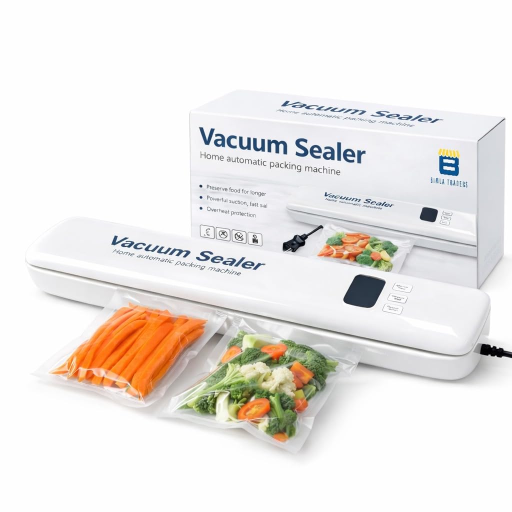 Bimla Traders Vacuum Sealer Machine – Food Preservation & Vacuum Packaging for Snacks, Vegetables, Meat | Small Kitchen Appliance for Home & Garden | Easy Vacuum Sealing for Freshnes. Pack of 1