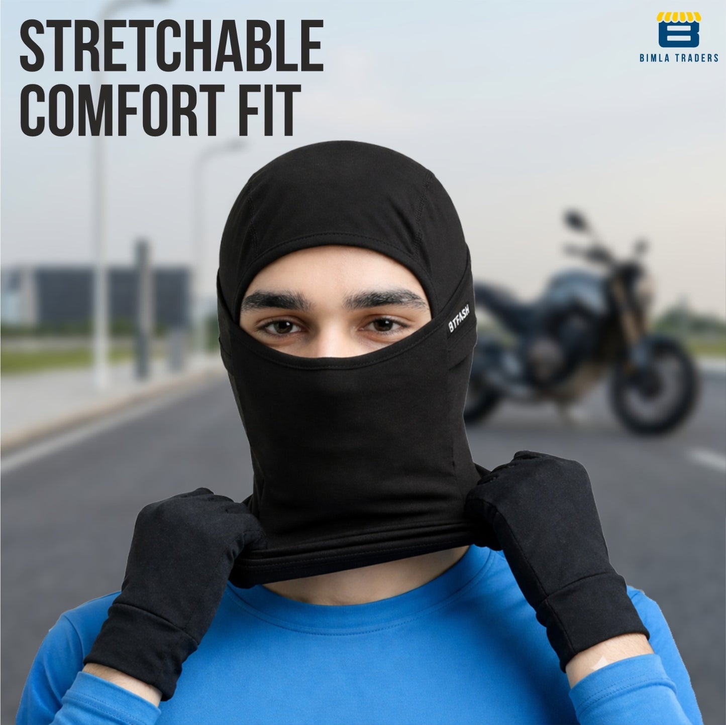 Bimla Traders Full Face Balaclava Mask for Bikers | Breathable Helmet Liner Head Cover for Bike Riding | Windproof & Dust Protection Face Mask for Men | Stretchable Bike Helmet Mask.