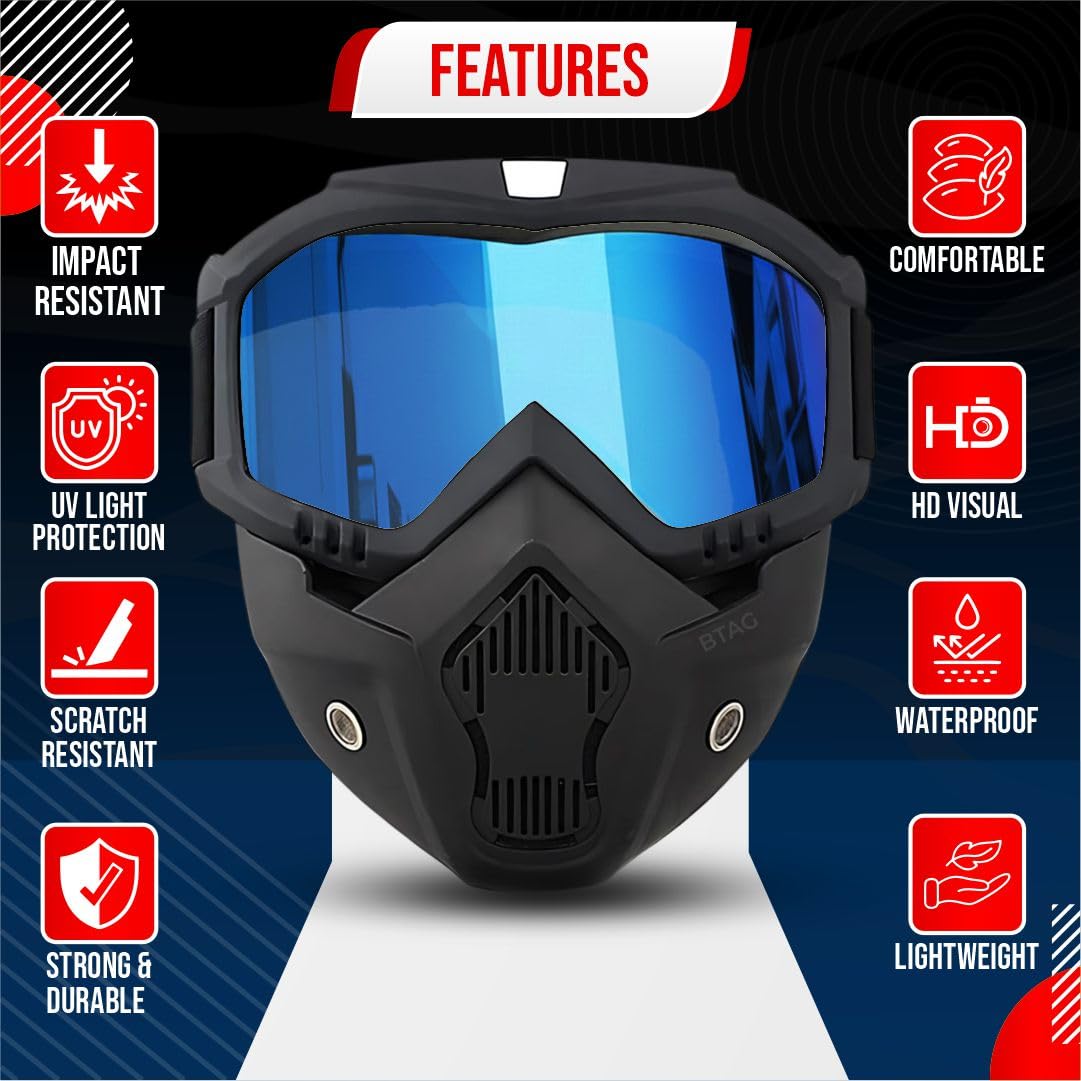 Bimla Traders Goggle Mask Anti Scratch UV Protective Open Face & Eyewear Windproof Unisex