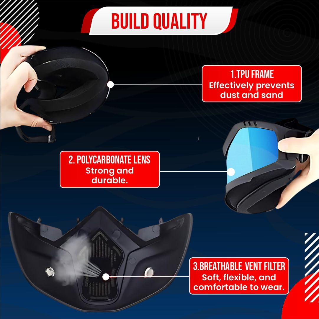 Bimla Traders Goggle Mask Anti Scratch UV Protective Open Face & Eyewear Windproof Unisex