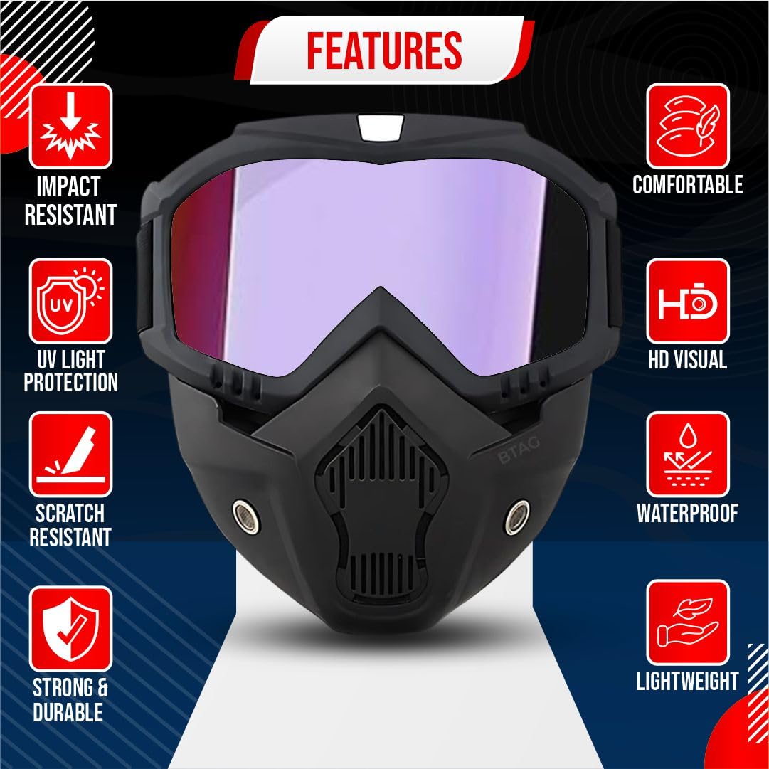Bimla Traders Goggle Mask Anti Scratch UV Protective Open Face & Eyewear Windproof Unisex