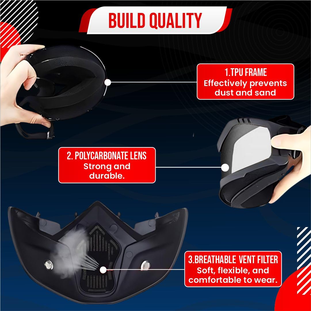 Bimla Traders Goggle Mask Anti Scratch UV Protective Open Face & Eyewear Windproof Unisex