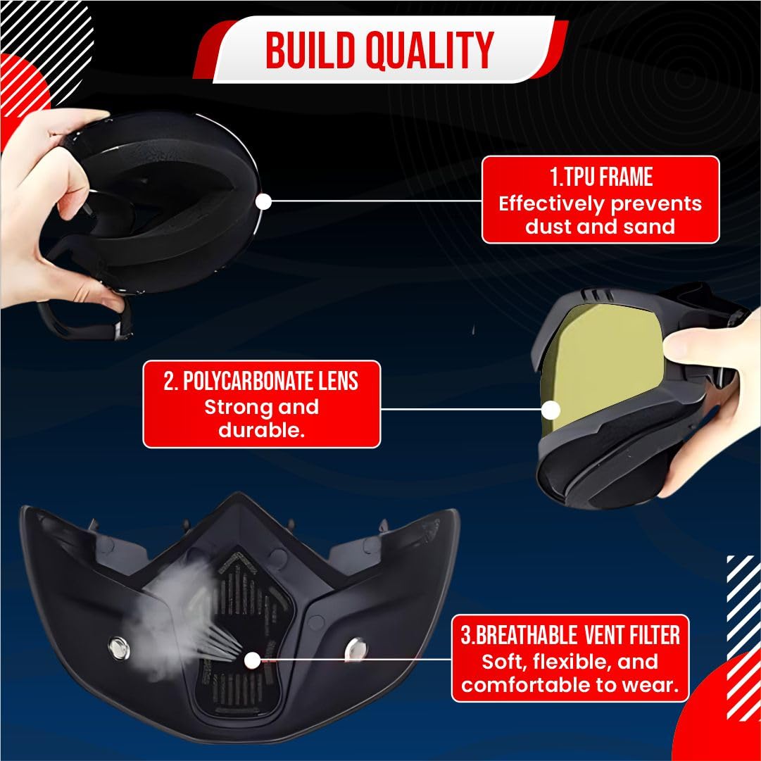 Bimla Traders Goggle Mask Anti Scratch UV Protective Open Face & Eyewear Windproof Unisex