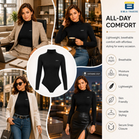 Bimla Traders Women's High Neck Long Sleeve Bodysuit Shapewear – Soft Light Compression Body Shaper