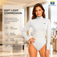 Bimla Traders Women's High Neck Long Sleeve Bodysuit Shapewear – Soft Light Compression Body Shaper