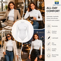 Bimla Traders Women's High Neck Long Sleeve Bodysuit Shapewear – Soft Light Compression Body Shaper
