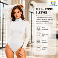 Bimla Traders Women's High Neck Long Sleeve Bodysuit Shapewear – Soft Light Compression Body Shaper