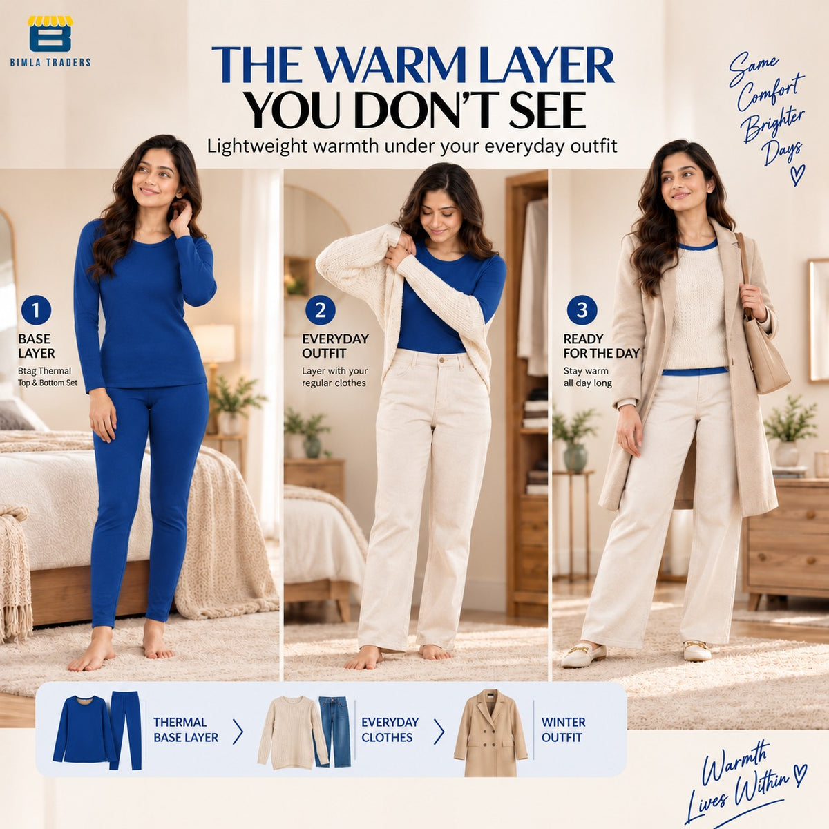 Bimla Traders Women's Thermal Top & Bottom Set | Warm Winter Innerwear