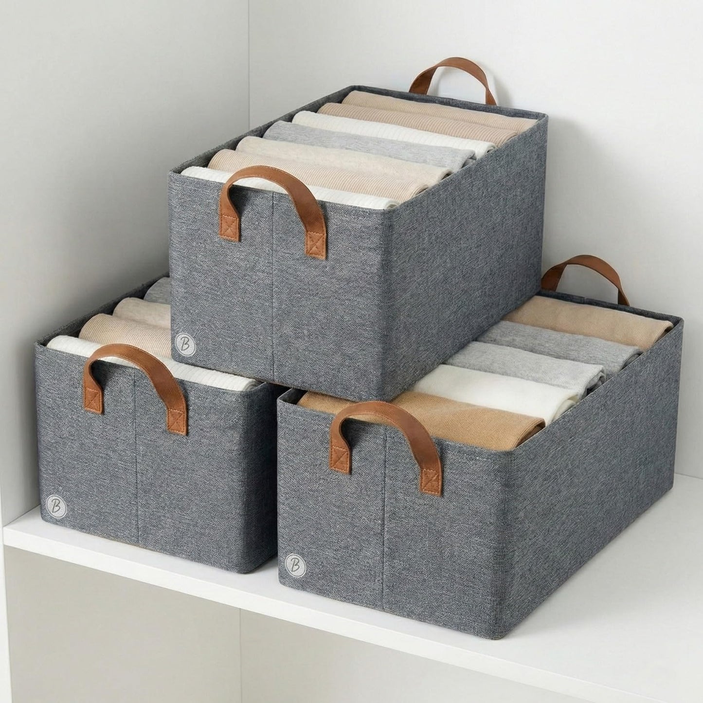 Bimla Traders Clothes, Foldable Clothes Storage Baskets for Wardrobe, Books, Saree, Shirts, Stationery Paper, Document Toy,and Blankets Storage Box with Handles | 26 Liter |