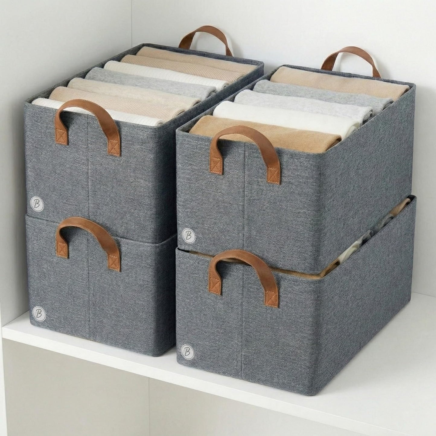 Bimla Traders Clothes, Foldable Clothes Storage Baskets for Wardrobe, Books, Saree, Shirts, Stationery Paper, Document Toy,and Blankets Storage Box with Handles | 26 Liter |