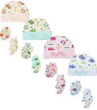 BTfash Newborn Baby Soft Mitten Set with Booties and Cap