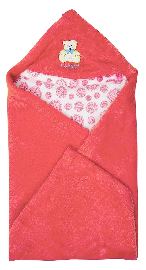 BTfash Newborn Baby Light Weight Fur Lined Hodded Blanket or Wrapper or Sleeping Bag - Pack of 1
