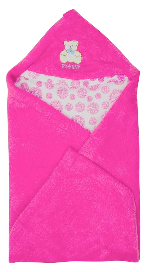 BTfash Newborn Baby Light Weight Fur Lined Hodded Blanket or Wrapper or Sleeping Bag - Pack of 1