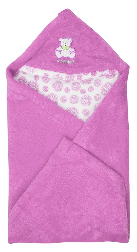 BTfash Newborn Baby Light Weight Fur Lined Hodded Blanket or Wrapper or Sleeping Bag - Pack of 1