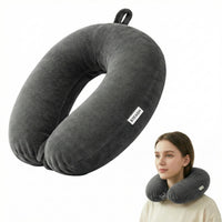 Bimla Traders Travel Neck Pillow for Men & Women | Soft Fibre Cushion for Flight, Car & Train | Soft Velvet Fabric with Attachable Snap Strap | Cervical Support for Neck Pain Relief. Pack of 1