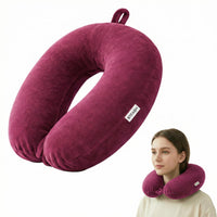 Bimla Traders Travel Neck Pillow for Men & Women | Soft Fibre Cushion for Flight, Car & Train | Soft Velvet Fabric with Attachable Snap Strap | Cervical Support for Neck Pain Relief. Pack of 1