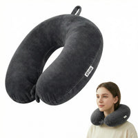 Bimla Traders Travel Neck Pillow for Men & Women | Soft Fibre Cushion for Flight, Car & Train | Soft Velvet Fabric with Attachable Snap Strap | Cervical Support for Neck Pain Relief. Pack of 1