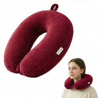 Bimla Traders Travel Neck Pillow for Men & Women | Soft Fibre Cushion for Flight, Car & Train | Soft Velvet Fabric with Attachable Snap Strap | Cervical Support for Neck Pain Relief. Pack of 1