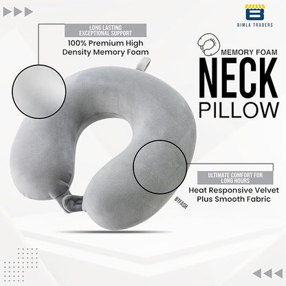 BTfash Premium Memory Foam Neck Pillow for Travel, Sleep & Support - Soft & Comfortable - Ideal for Home, Office & Car Use