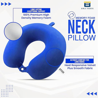 BTfash Premium Memory Foam Neck Pillow for Travel, Sleep & Support - Soft & Comfortable - Ideal for Home, Office & Car Use