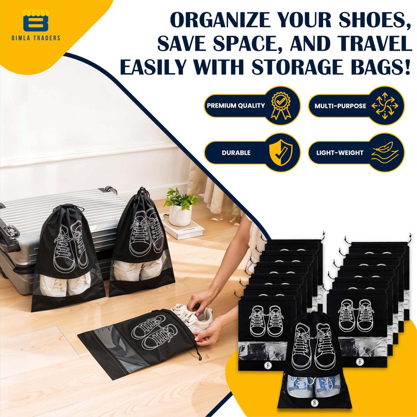 Bimla Traders Shoes Bag for Travel & Storage organizer for Men & Women | Travel Accessories | Shoe Organizer | Shoe Cover for Travel Essentials