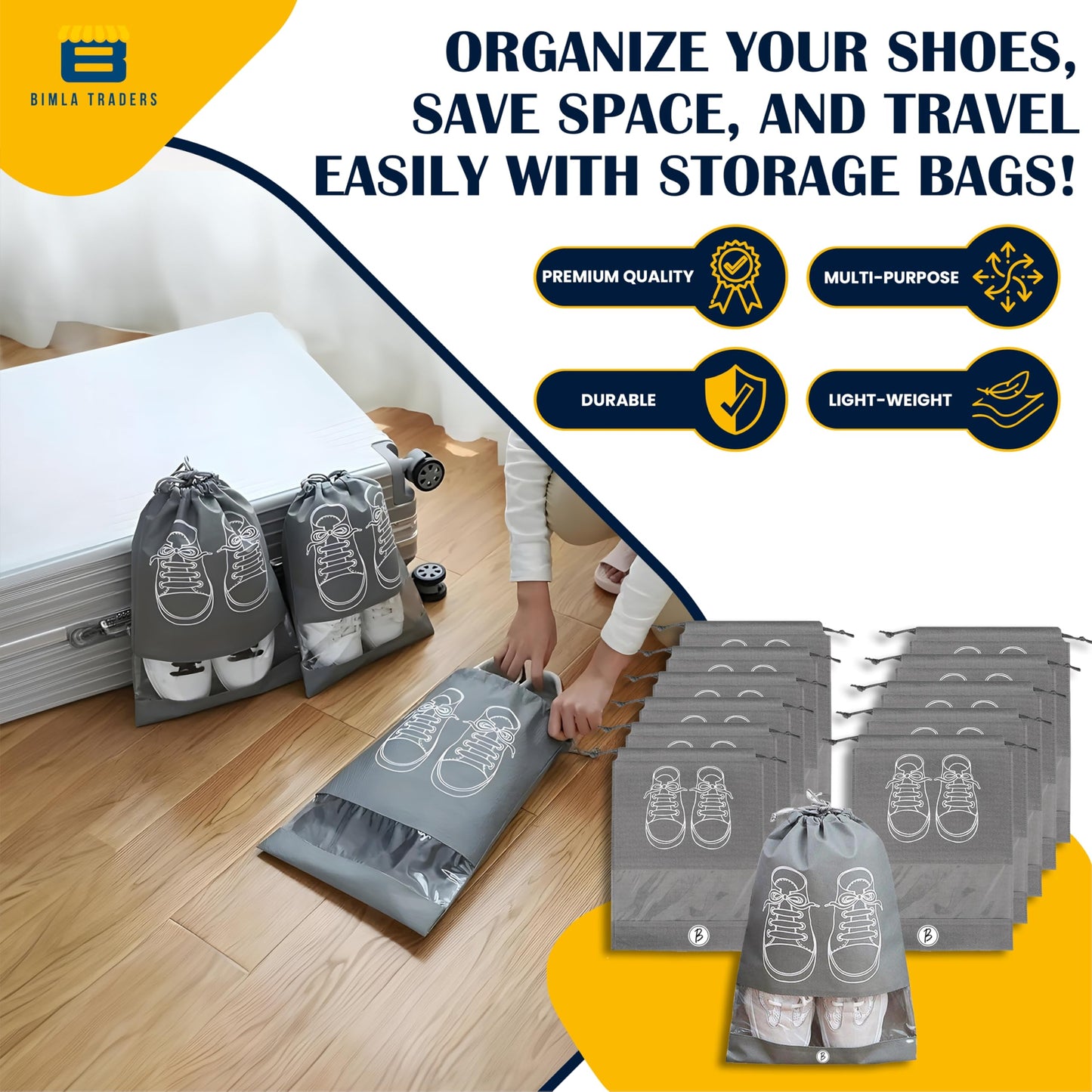 Bimla Traders Shoes Bag for Travel & Storage organizer for Men & Women | Travel Accessories | Shoe Organizer | Shoe Cover for Travel Essentials