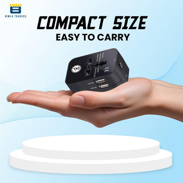 Bimla Traders Universal Travel Adapter All in One Worldwide, Travel Adapter and Wall Charger with USB Ports with Multi Type Power Outlet (2U - USB 1A,100-240) Voltage