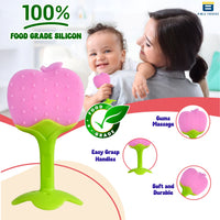 Bimla Traders Baby Tree and Fruits Shape Teether Teething | Natural Organic Freezer Safe for Newborn Infant, Babies | Silicone BPA Free | Gum Pain Relief 3D Soother Set