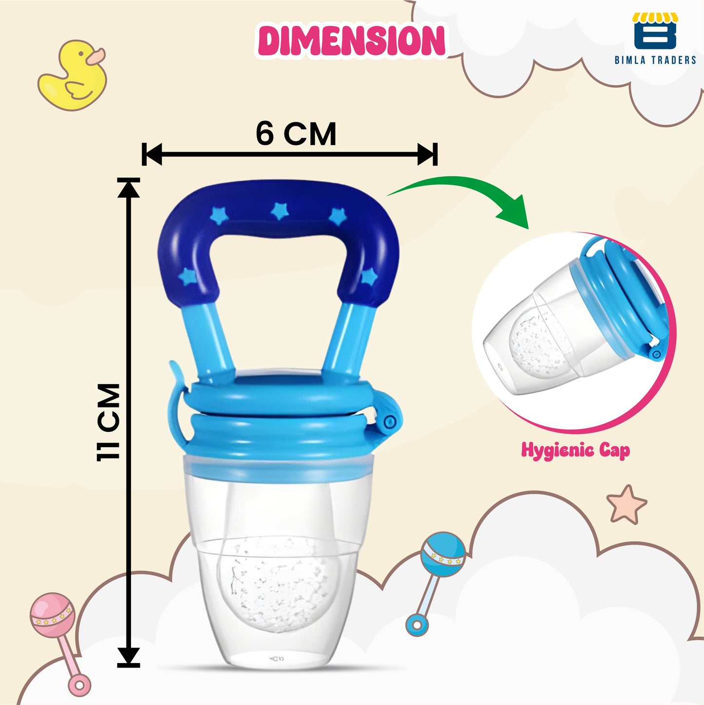 BTfash Baby Silicone Pacifier - Fruit & Food Feeder | Anti Choking Fruit Pacifier | BPA Free Soother | Soft Nibbler/Feeder with Extra Mesh for Newborn, Infants, Toddlers