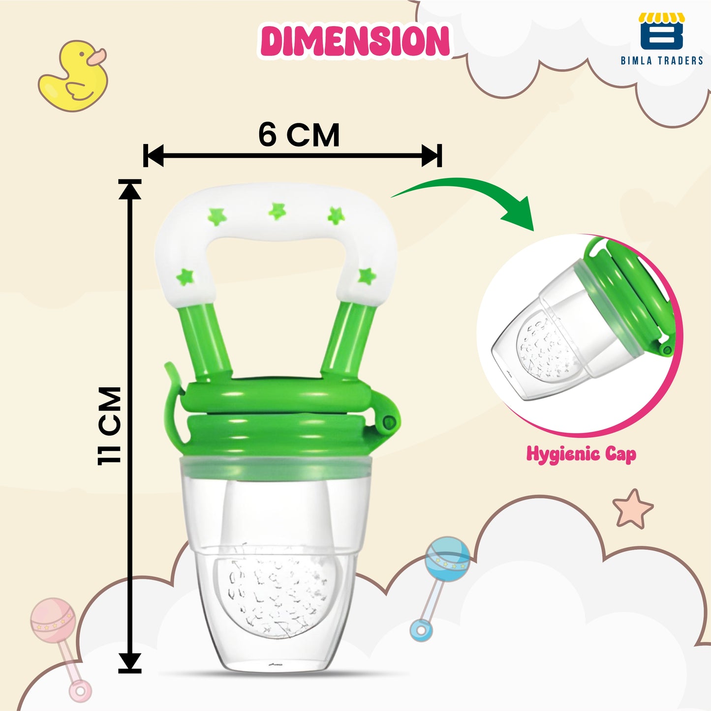 BTfash Baby Silicone Pacifier - Fruit & Food Feeder | Anti Choking Fruit Pacifier | BPA Free Soother | Soft Nibbler/Feeder with Extra Mesh for Newborn, Infants, Toddlers