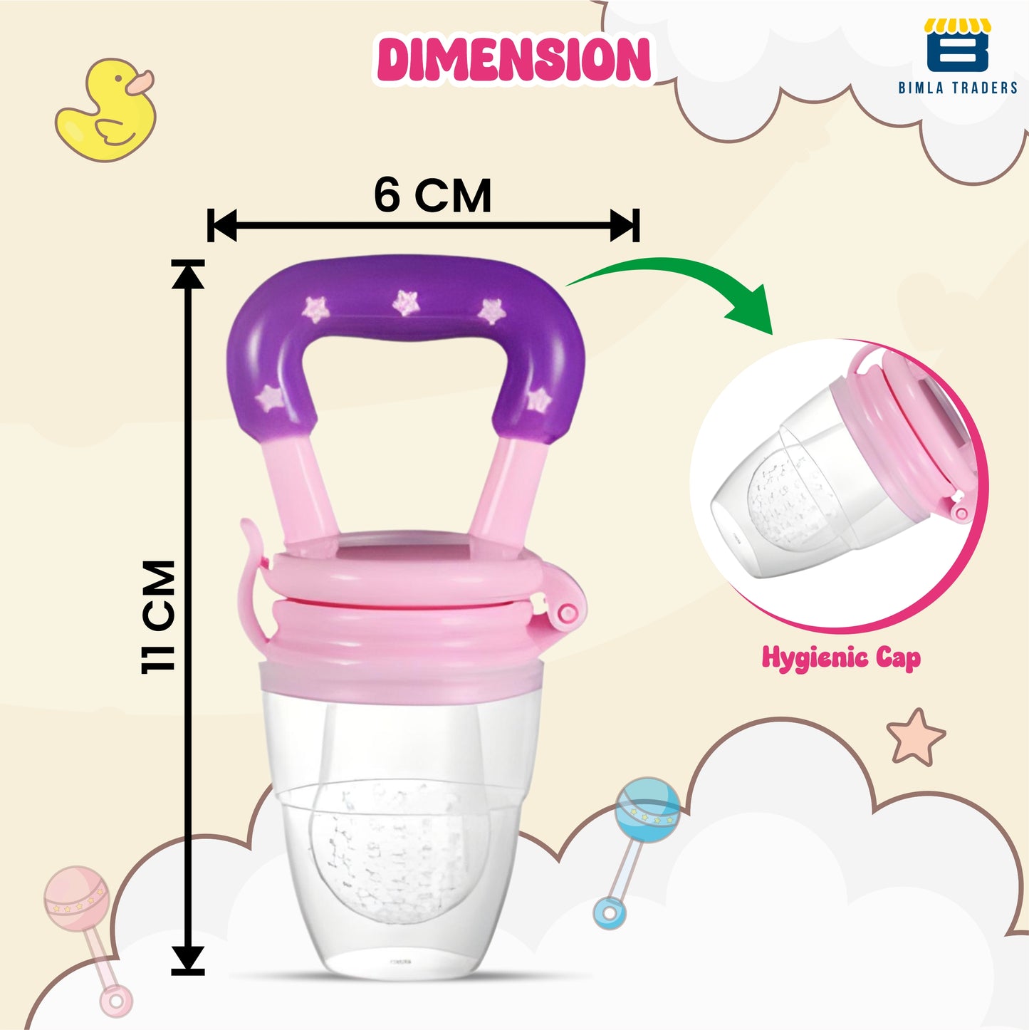 BTfash Baby Silicone Pacifier - Fruit & Food Feeder | Anti Choking Fruit Pacifier | BPA Free Soother | Soft Nibbler/Feeder with Extra Mesh for Newborn, Infants, Toddlers