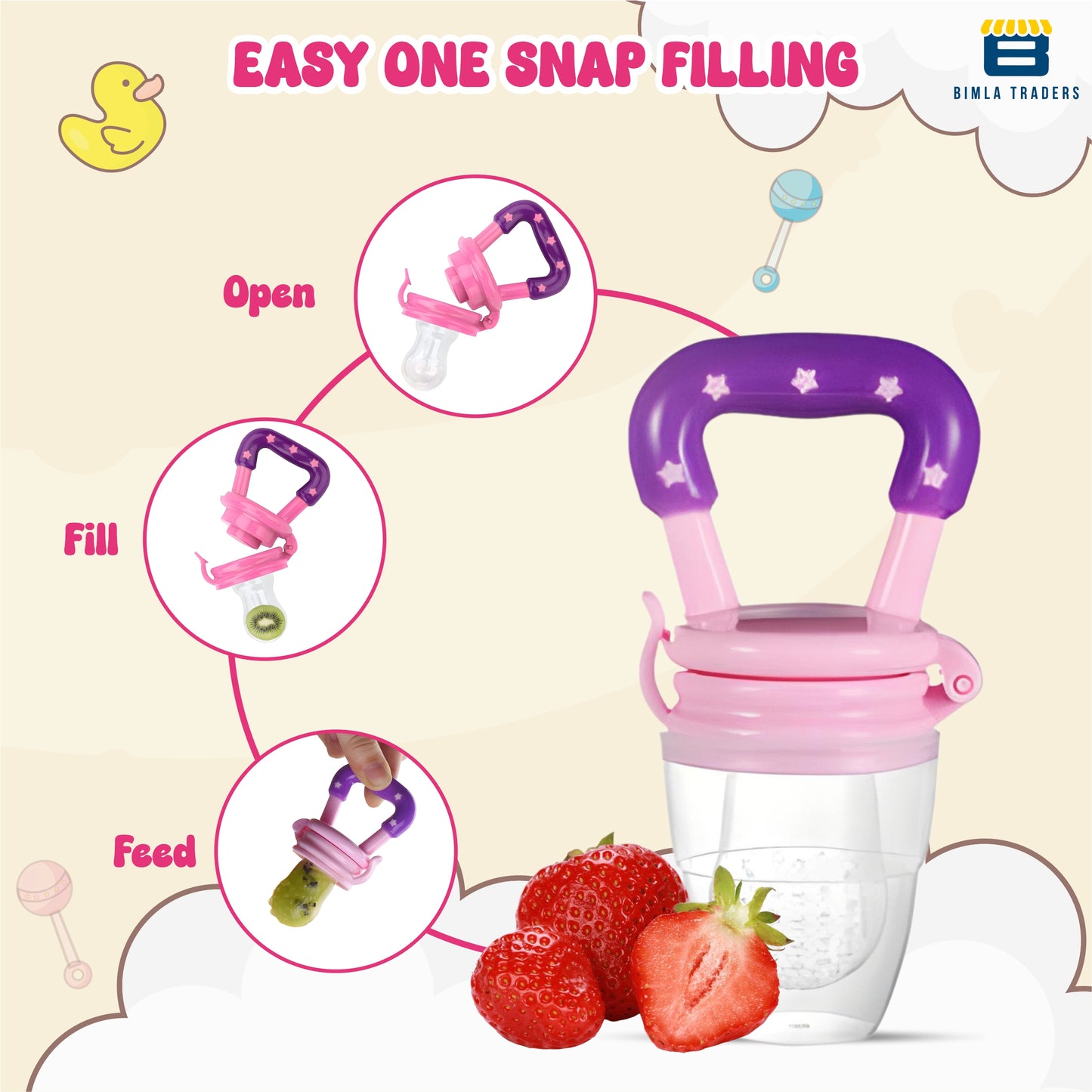 BTfash Baby Silicone Pacifier - Fruit & Food Feeder | Anti Choking Fruit Pacifier | BPA Free Soother | Soft Nibbler/Feeder with Extra Mesh for Newborn, Infants, Toddlers