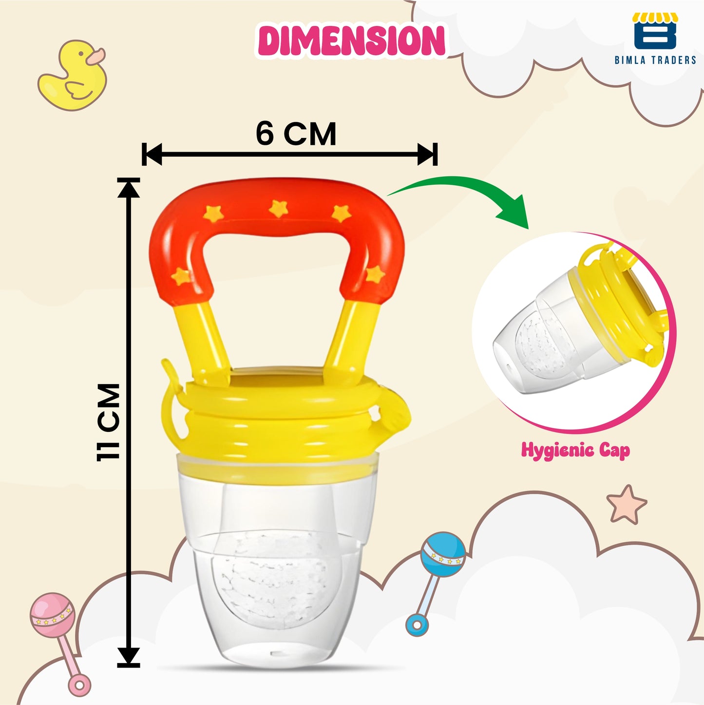 BTfash Baby Silicone Pacifier - Fruit & Food Feeder | Anti Choking Fruit Pacifier | BPA Free Soother | Soft Nibbler/Feeder with Extra Mesh for Newborn, Infants, Toddlers