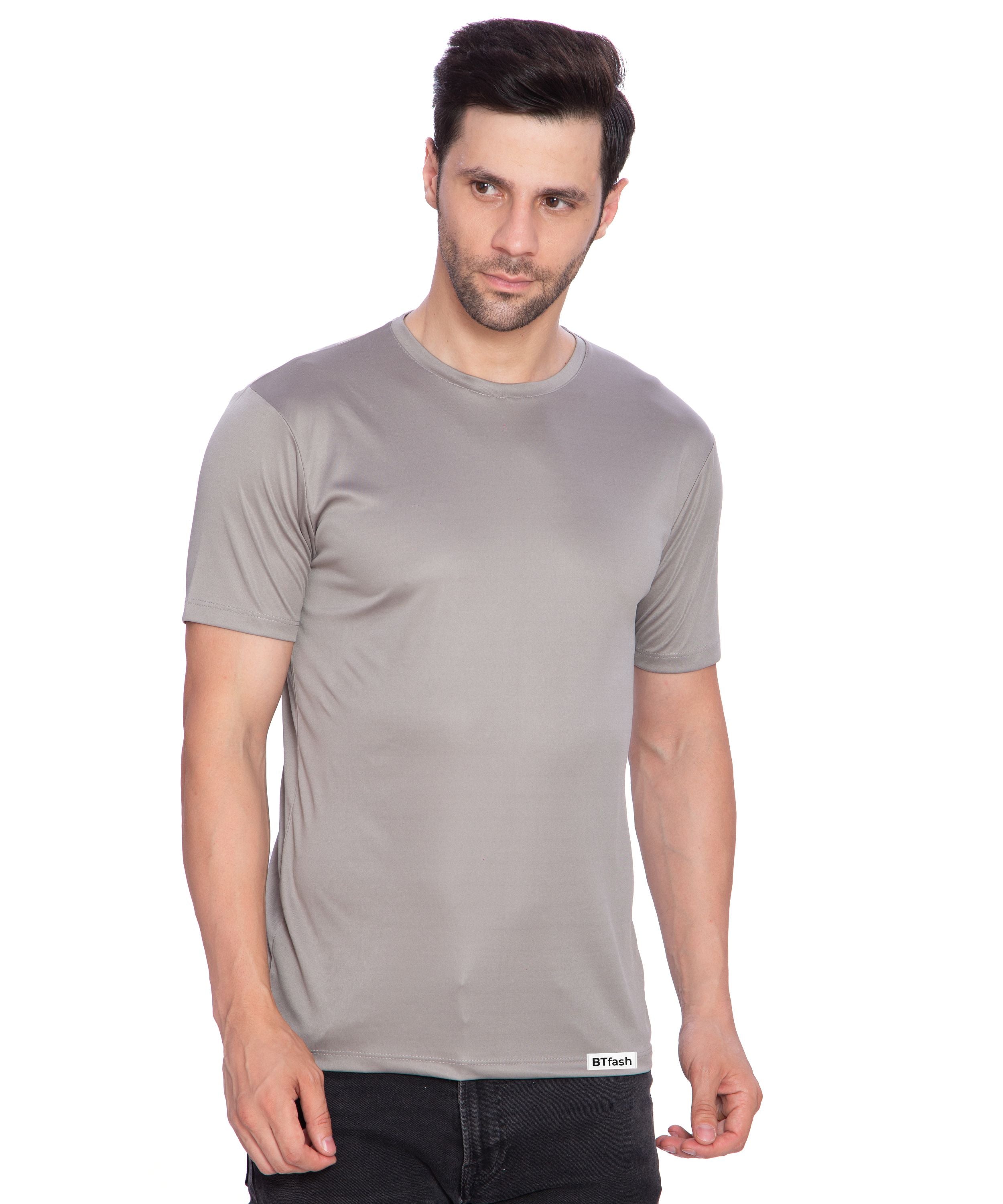 BTfash Men's Dri-Fit Round Neck Half Sleeve Solid Basic T-Shirt 