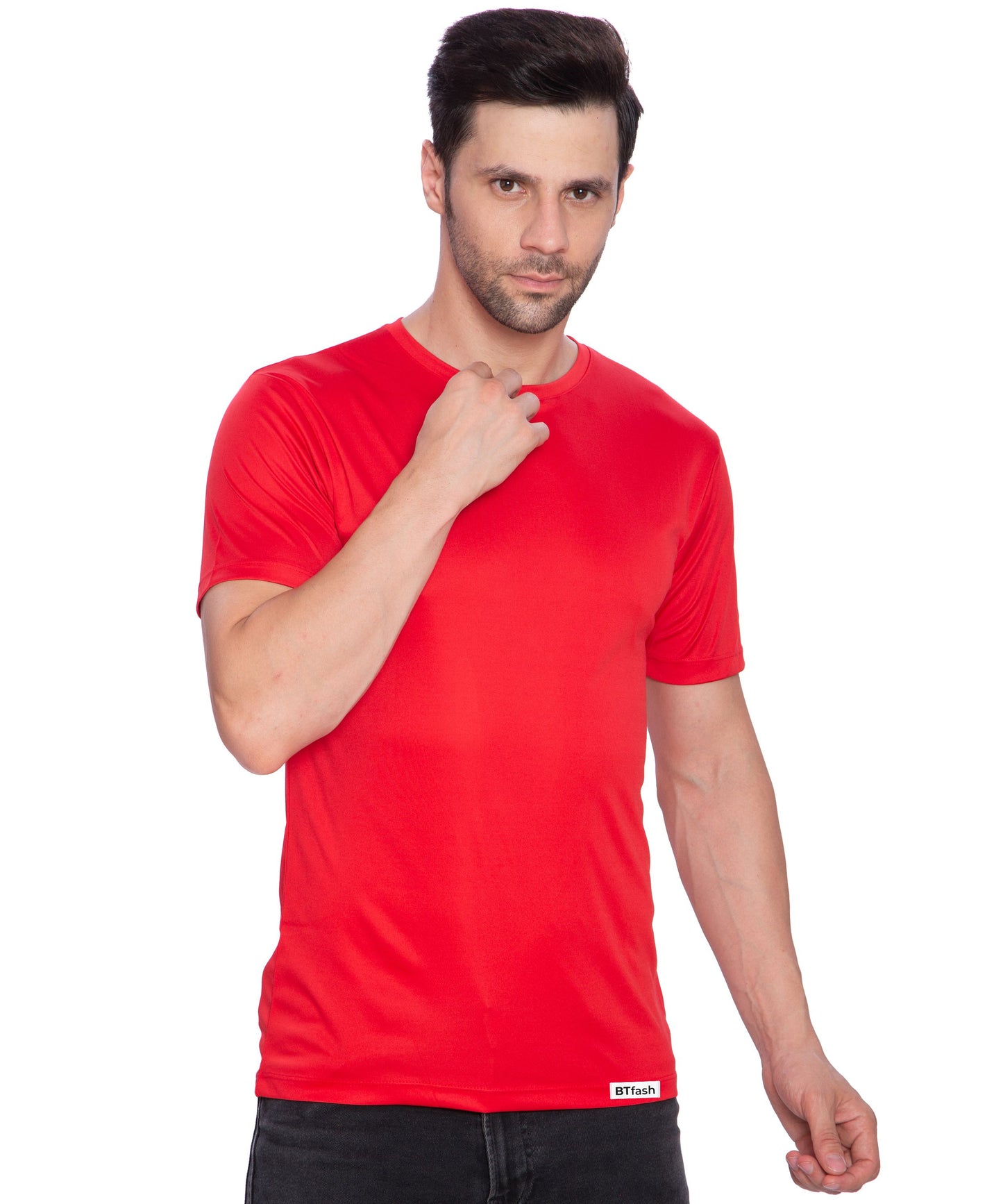 BTfash Men's Dri-Fit Round Neck Half Sleeve Solid Basic T-Shirt | Pack of 1