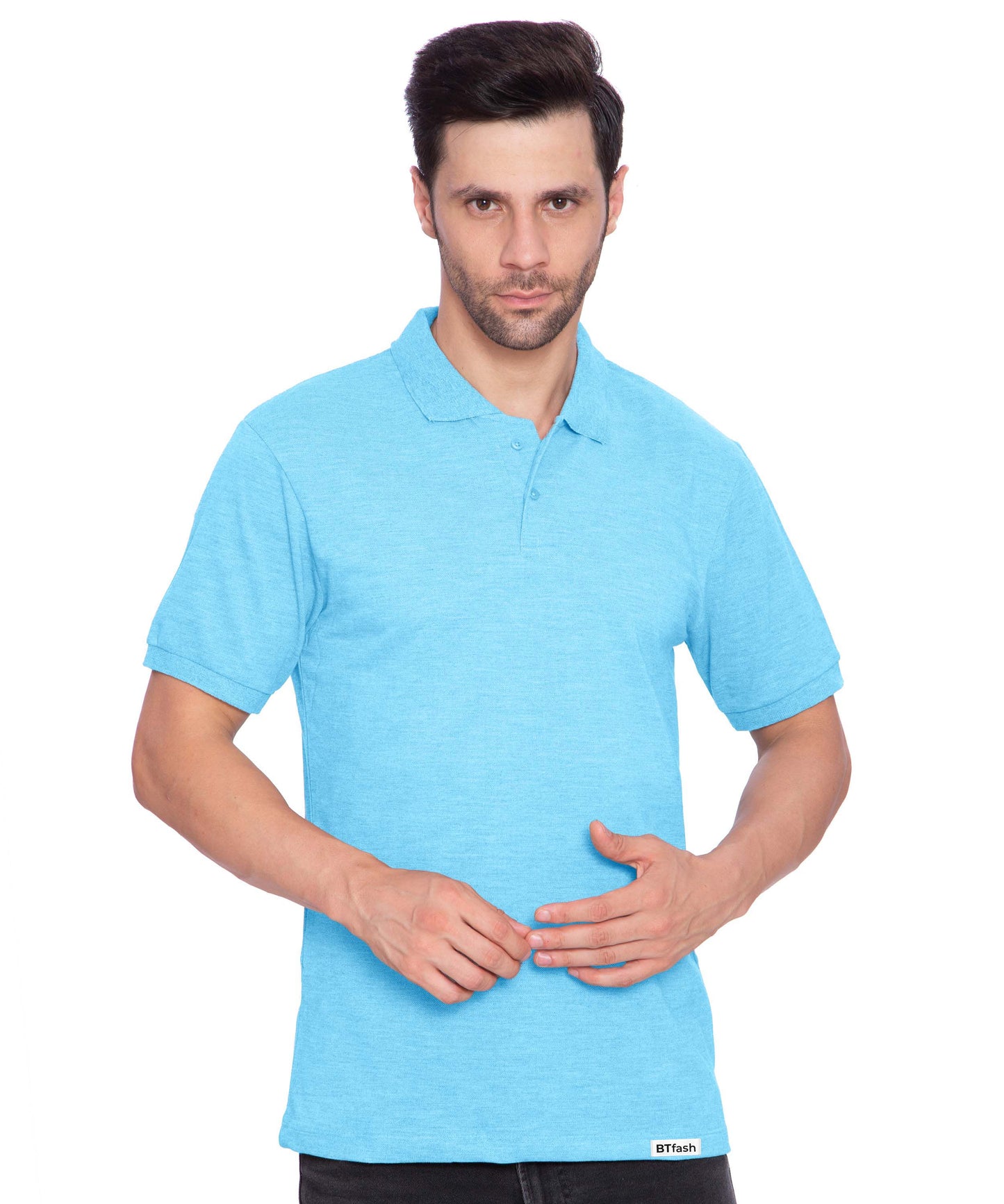 BTfash Men's Regular Fit Polo Neck Half Sleeve Solid Basic T-Shirt | Pack of 1