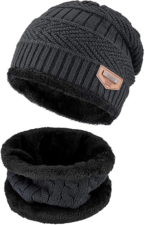 BTfash Mens Winter Beanie Hats Scarf Set (2 Piece Combo)