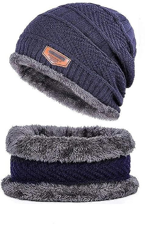 BTfash Mens Winter Beanie Hats Scarf Set (2 Piece Combo)